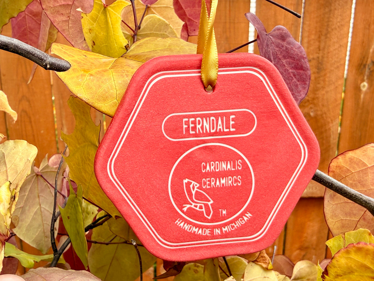 Michigan Collection: Ferndale - Cherry Red on White Porcelain