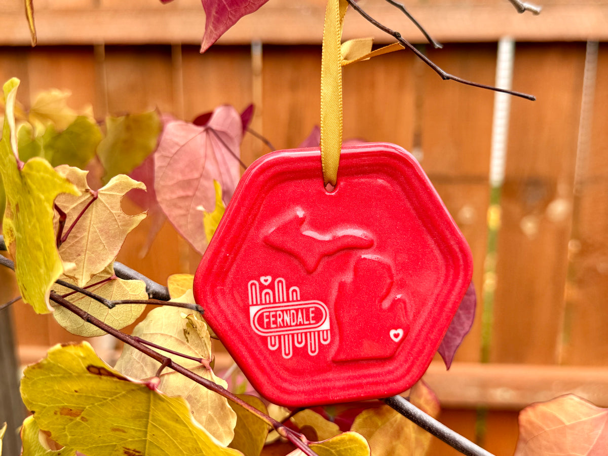 Michigan Collection: Ferndale - Cherry Red on White Porcelain