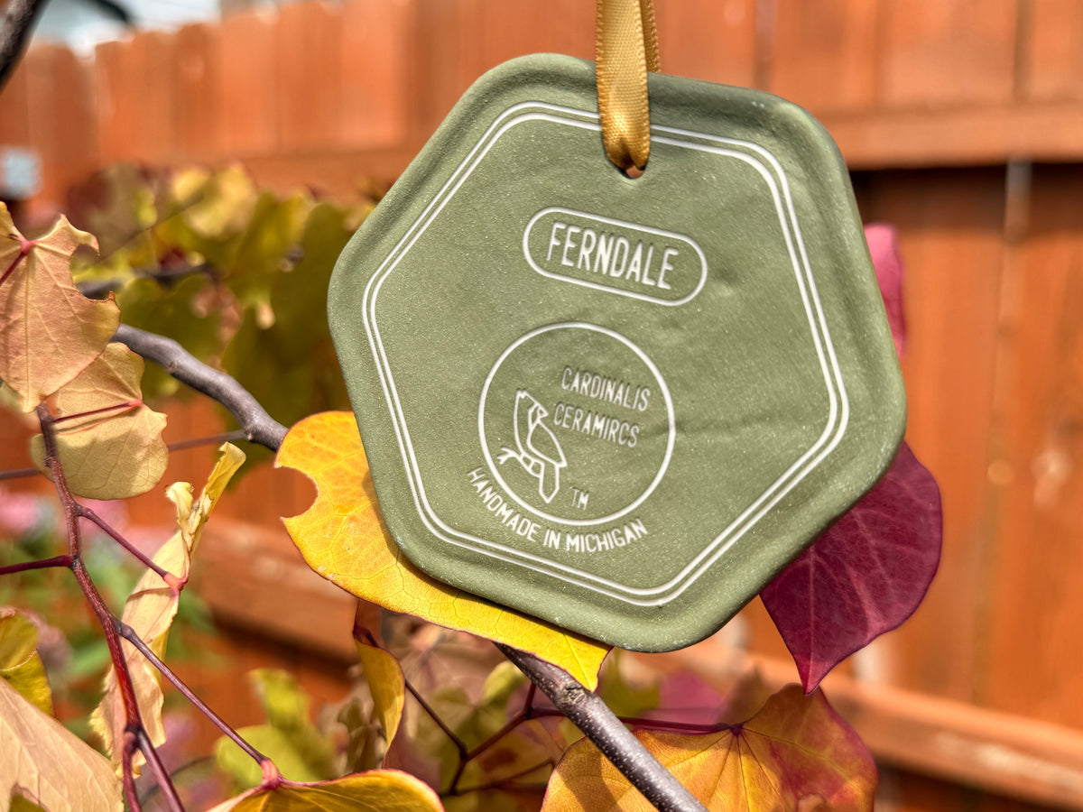 Michigan Collection: Ferndale - Cedar Green on White Porcelain