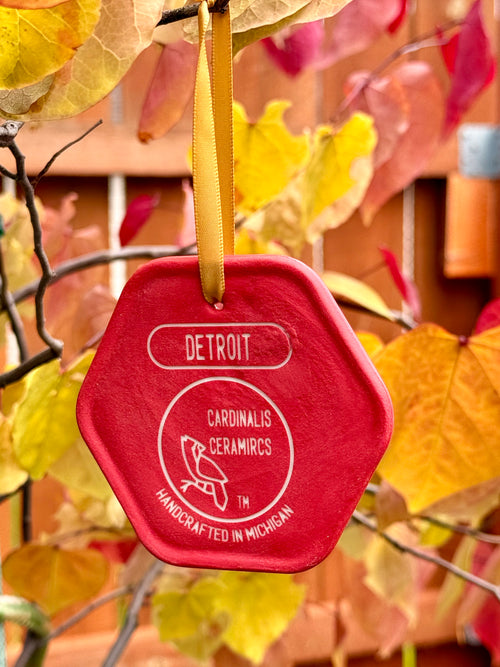 Michigan Collection: Detroit - Cherry Red on White Porcelain
