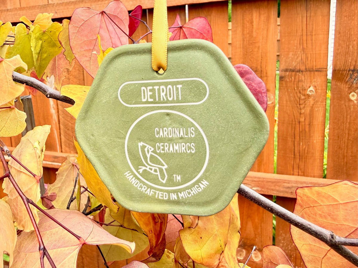Michigan Collection: Detroit - Cedar Green on White Porcelain