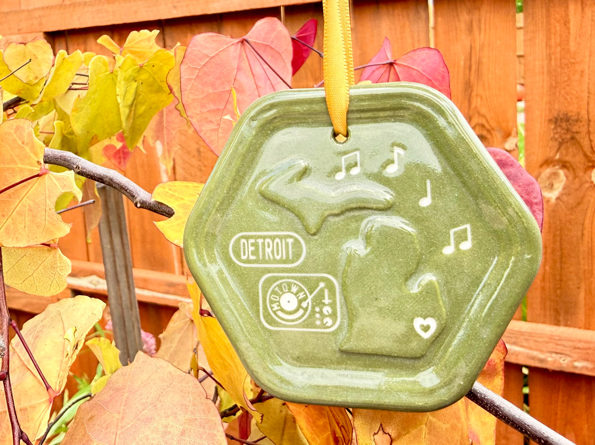 Michigan Collection: Detroit - Cedar Green on White Porcelain